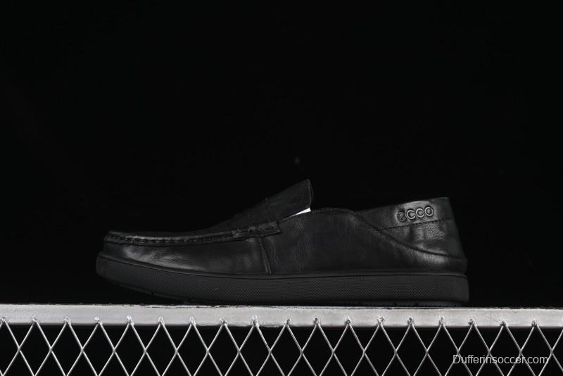 ECCO Soft Moc Summer Genuine Leather Breathable Slip-On Driving Shoes - 63516801001