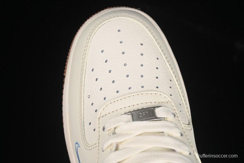 Nike Air Force 1 '07 Low Supreme Collaboration Blue Swoosh Gum Sole Casual Sneakers - XS1958-547