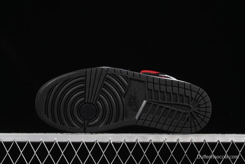 Nike Air Jordan 1 Mid AJ1 Black Red Mid-Top Casual Sneakers - DQ8426-067