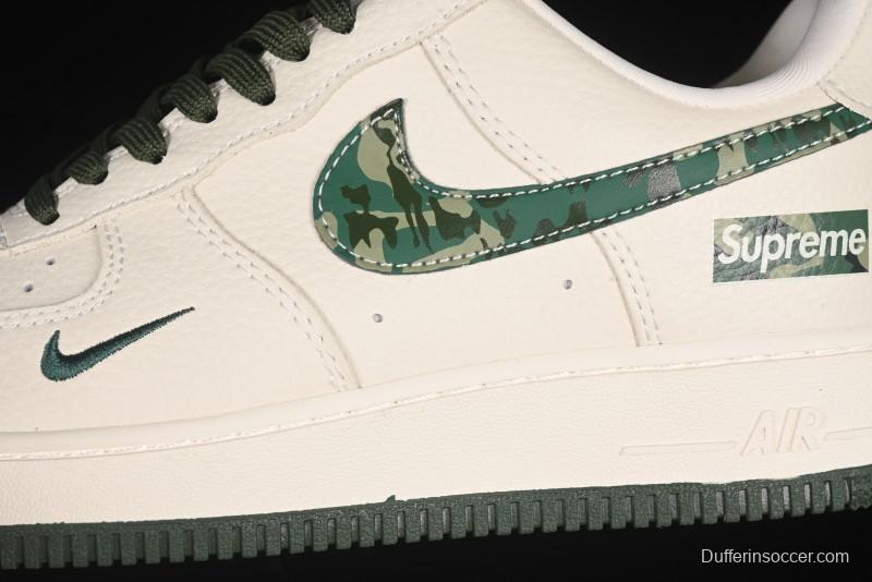 Nike Air Force 1 '07 Low Supreme Collaboration Green Camo Swoosh Casual Sneakers - KK1988-069