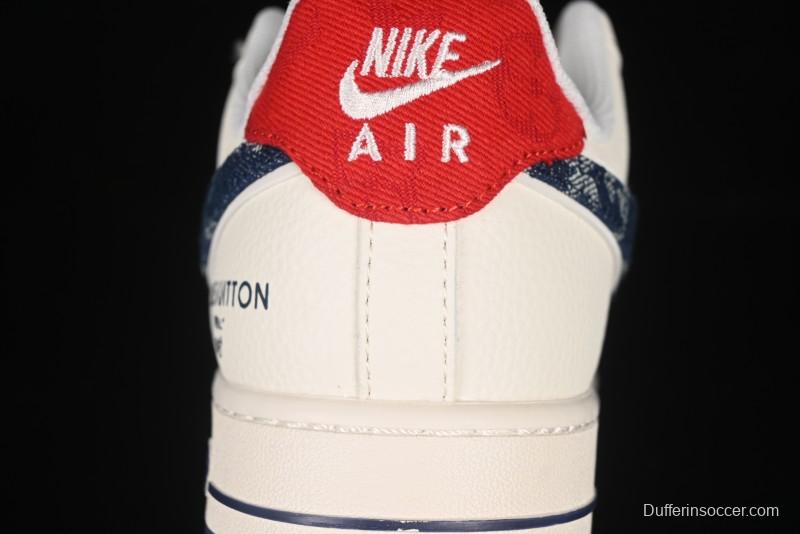 Nike Air Force 1'07 Low LV Collaboration Blue Denim Swoosh Casual Sneakers - XX3168-128
