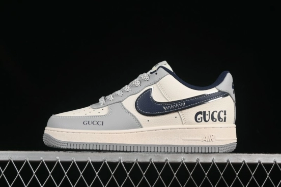 Nike Air Force 1 '07 Low Gucci Collaboration Grey Blue Swoosh Casual Sneakers - XS1958-543