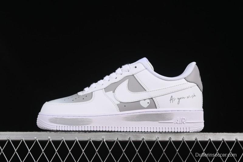 Nike Air Force 1 '07 Low Custom Official Hot Style 2D Theme White Gray Spray Paint Casual Sneakers - CW2288-111