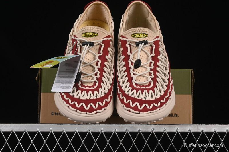 Keen Uneek Flat-M Woven Elastic Strap Outdoor Water Sports Sandals - 1014097 RED