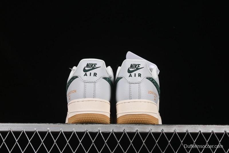 Nike Air Force 1 '07 Low LV Collaboration Green Stone Grain Gum Sole Casual Sneakers - ZH2598-306