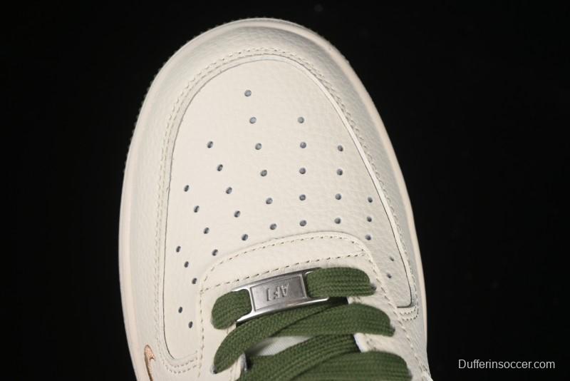 Nike Air Force 1 '07 Low Stussy Collaboration Green Swoosh Gold Embroidery Casual Sneakers - XX3168-151