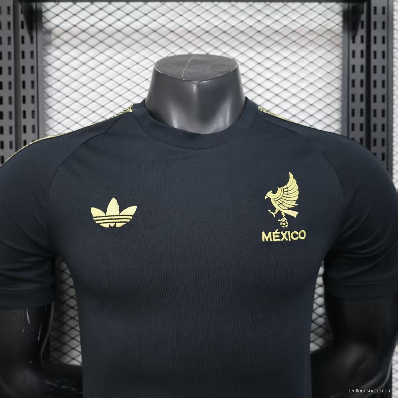 2025 Mexico Cotton Black Casual T-Shirt