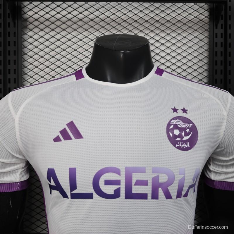 Player Version 2025 Algeria White with Purple Honeycomb Pattern Jersey