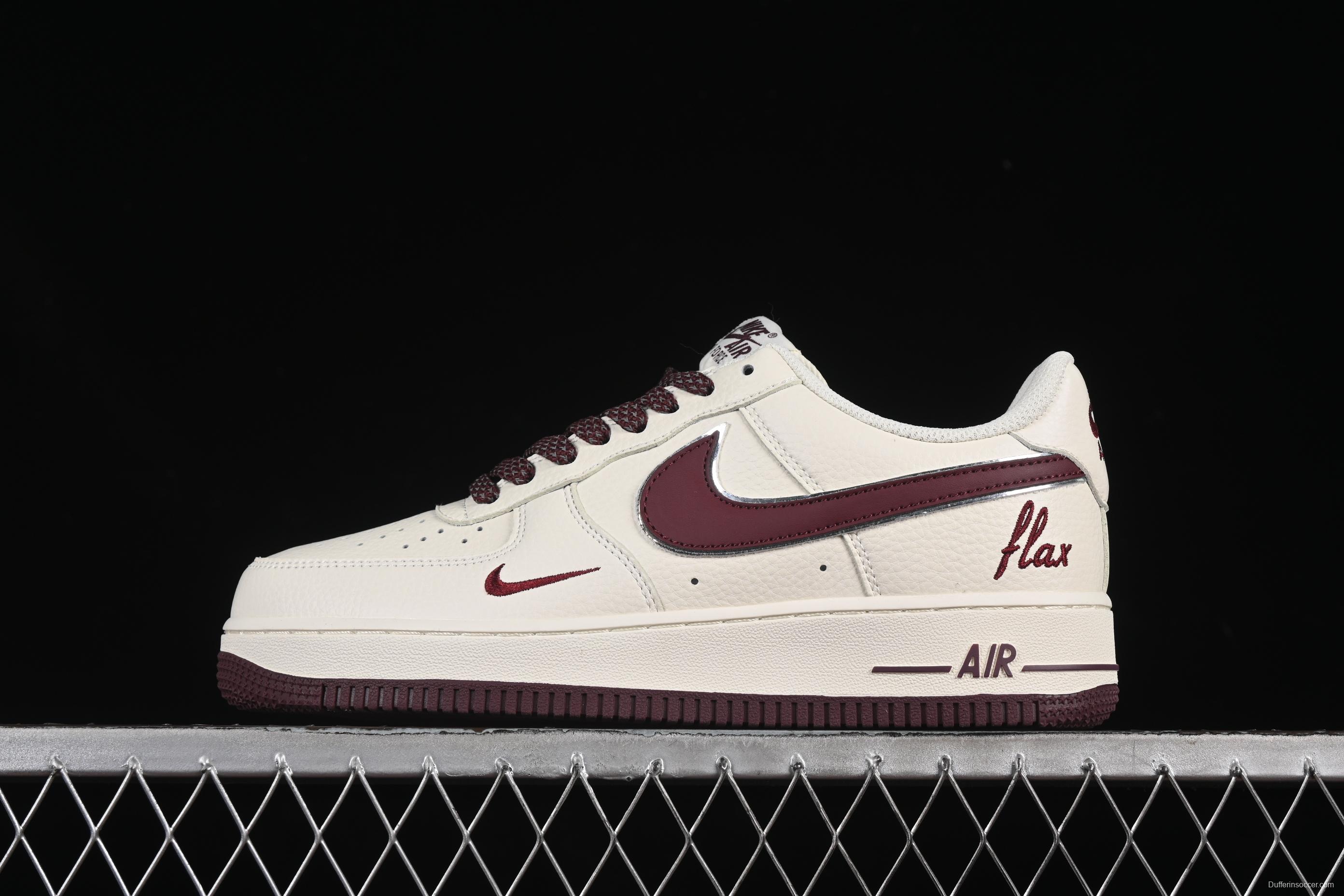 Nike Air Force 1'07 Low "Dream" Casual Sneakers with White Wine Red Swoosh - DR2024-105