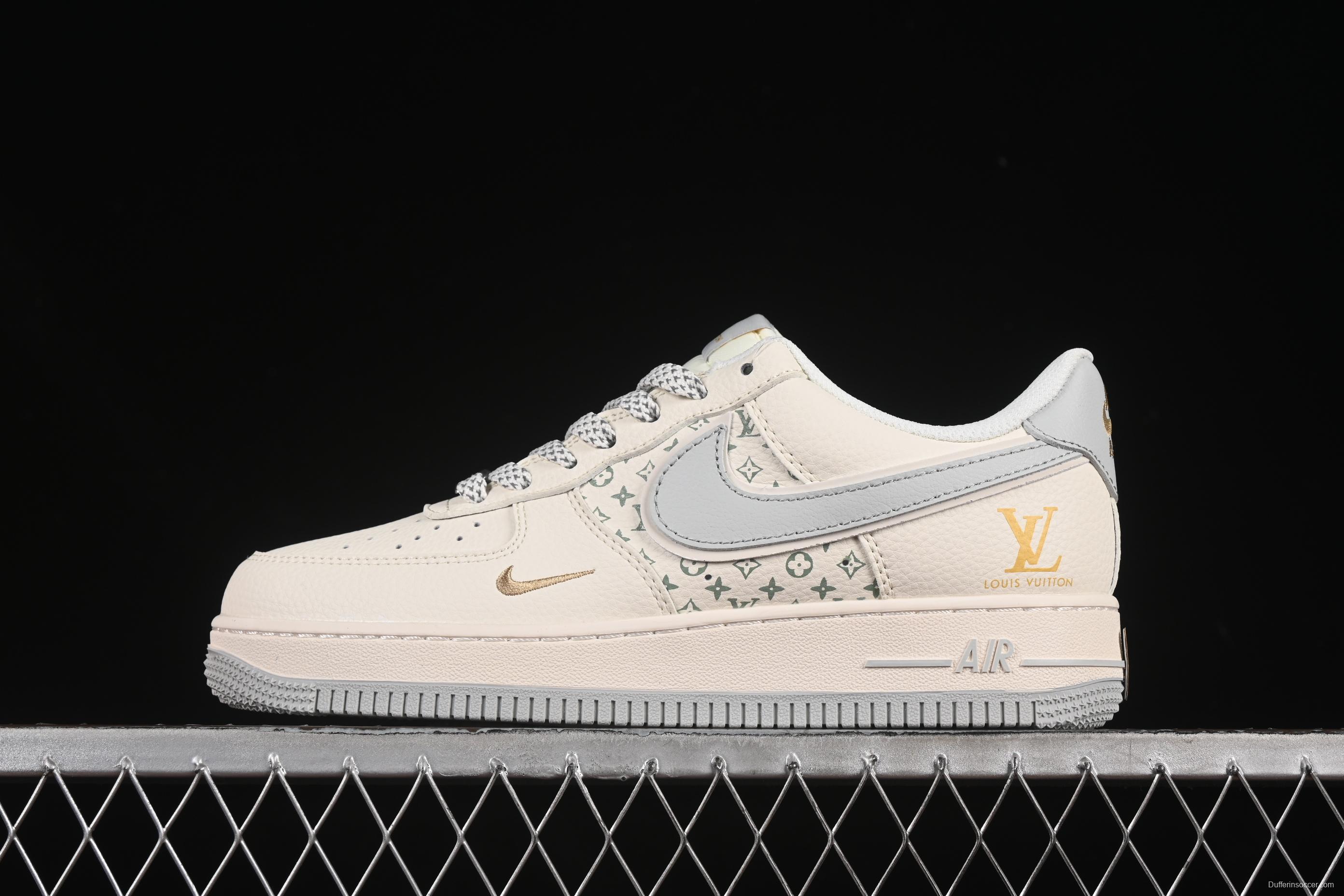 Nike Air Force 1'07 Low LV Collaboration Print Small Gold Swoosh Casual Sneakers - XX3168-159