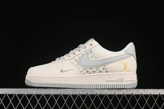 Nike Air Force 1'07 Low LV Collaboration Print Small Gold Swoosh Casual Sneakers - XX3168-159