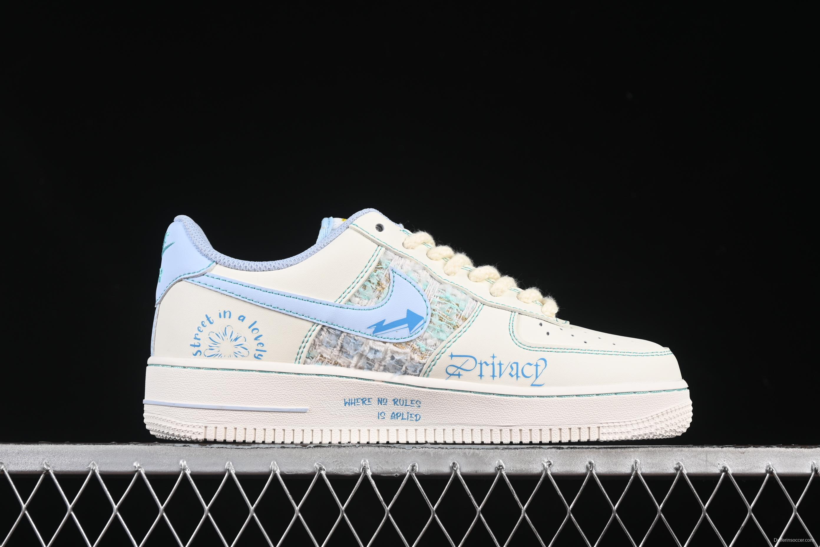 Nike Air Force 1'07 Low "Love Words" Casual Sneakers with Blue Romantic Design - FJ7740-510