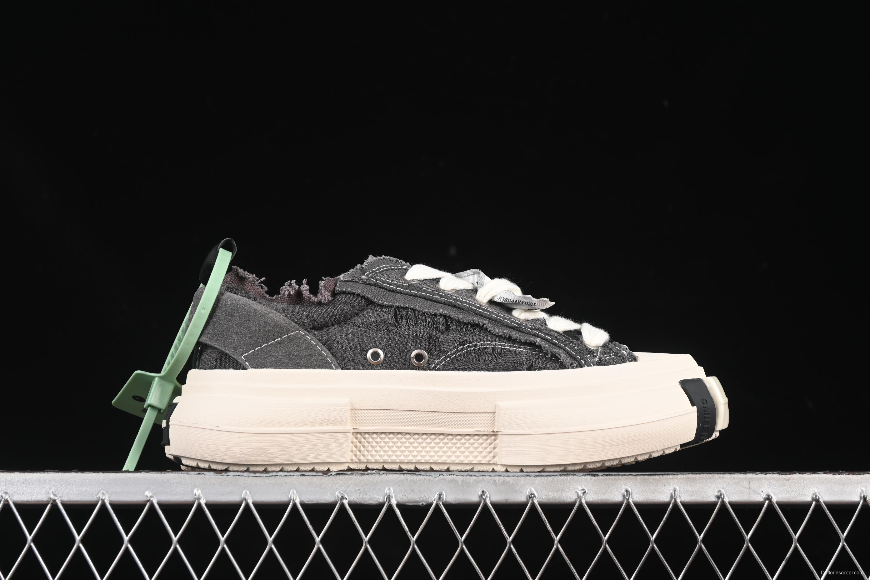 SMILEREPUBLIC INCEPTION Gray Fringe 70s Low-Top Canvas Casual Shoes - G.D4