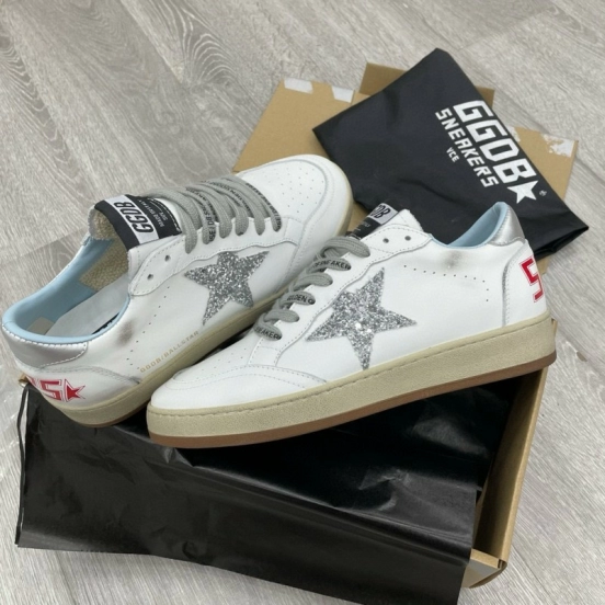 2024 Unisex GGDB White Silver Leather Sneakers MJ00260