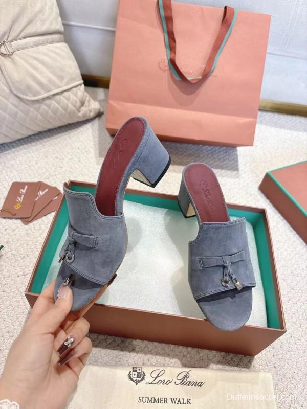 2025 Women LP Blue Suede Sandals