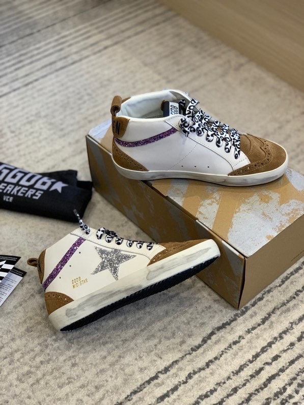 2024 Unisex GGDB White Brown Suede Leather High Top Sneakers MJ00300