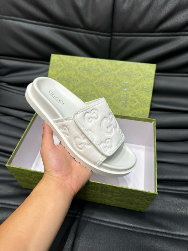 2024 Slippers Gucci White Leather Slippers MJ00200