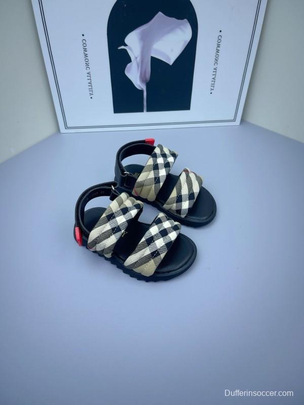 2025 Kids Burberry Beige Black Check Cotton Sandals