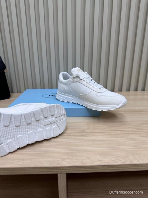 2025 Women Prada White Leather Sneakers