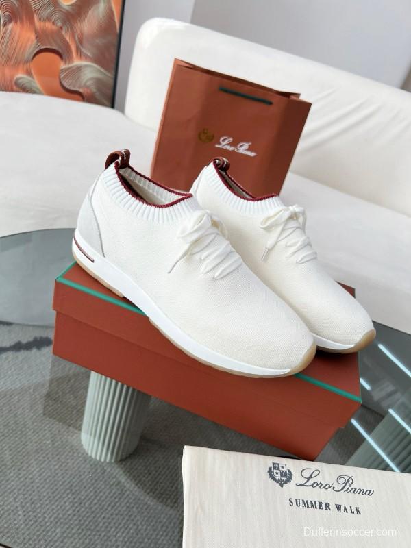 2024 Men Le Parmentier White Wool Blend Knit Sneakers MJ00330