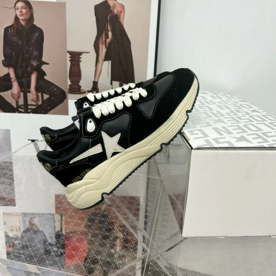 2024 Women GGDB Black White Leather Suede Sneakers