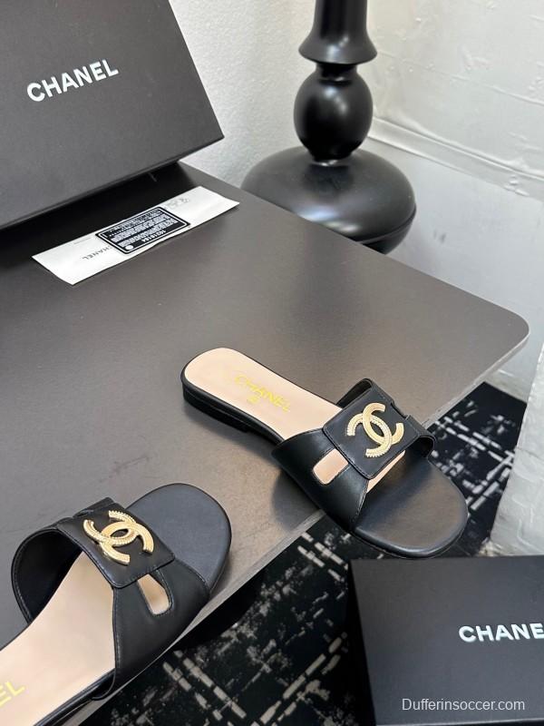 2025 Slippers Chanel Black Lambskin Slippers