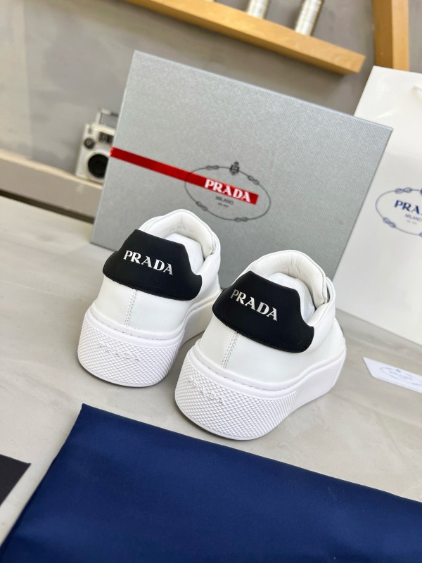 2024 Unisex Prada White Black Leather Sneakers MJ00310