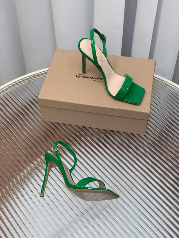 2025 Women Gianvito Rossi Green Patent Leather Sandals