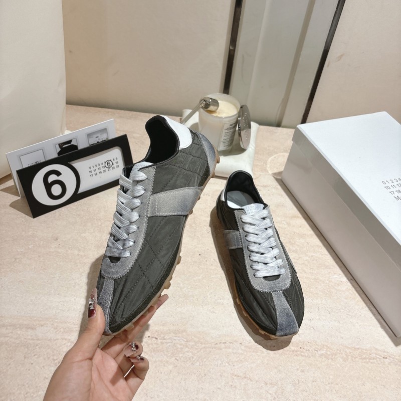 2025 Unisex Maison Margiela Black Grey Nylon Suede Sneakers Distressed LY00360