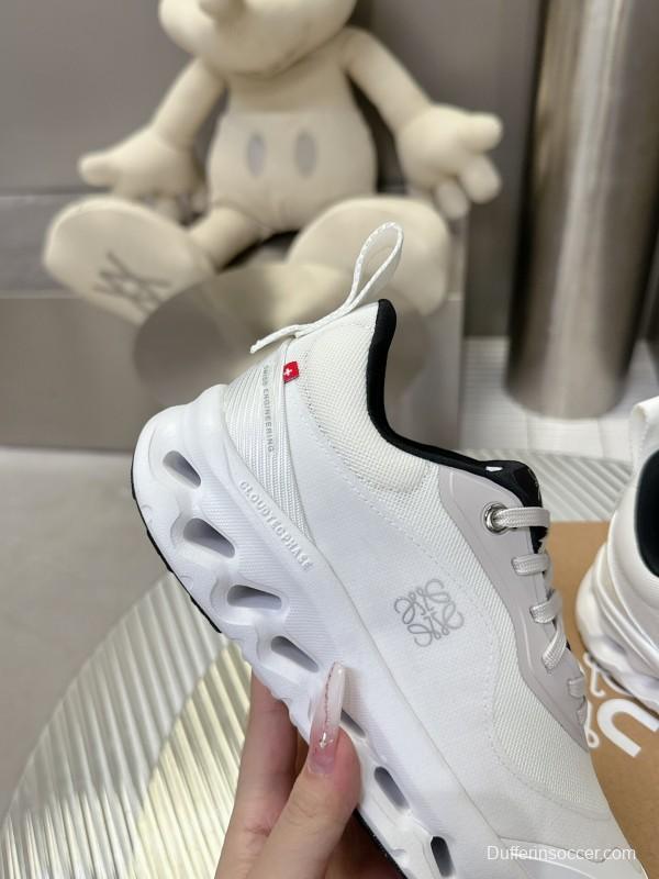 2025 Women Loewe White Black Leather Sneakers