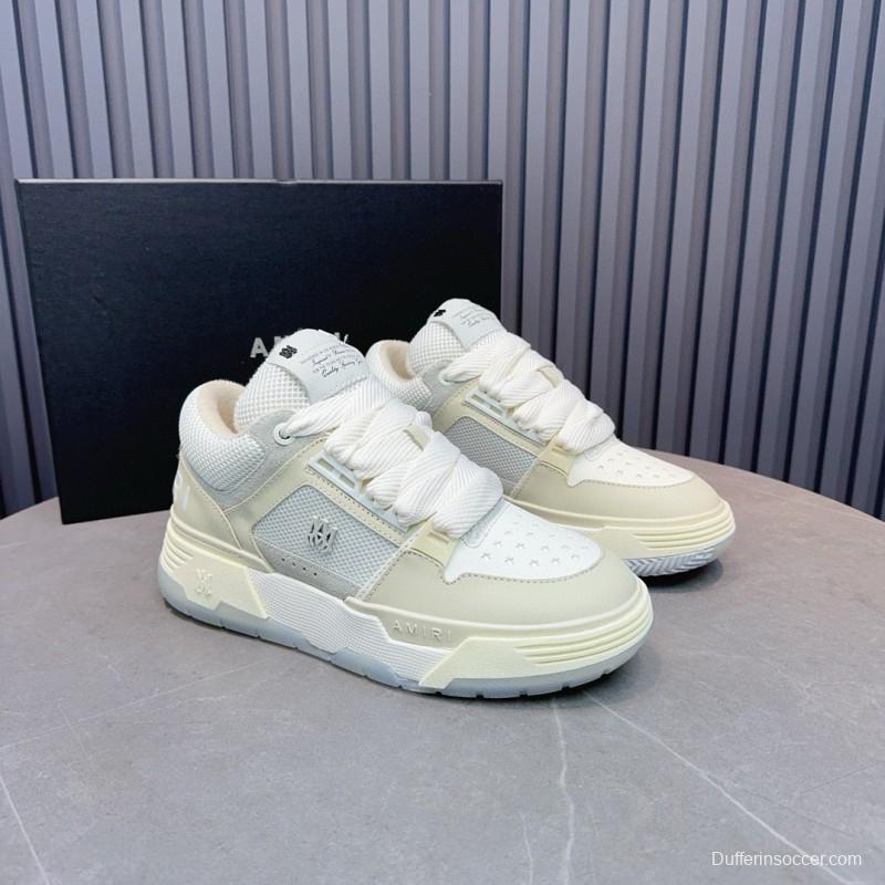 2024 Unisex Amiri White Mesh Leather Sneakers MJ00360