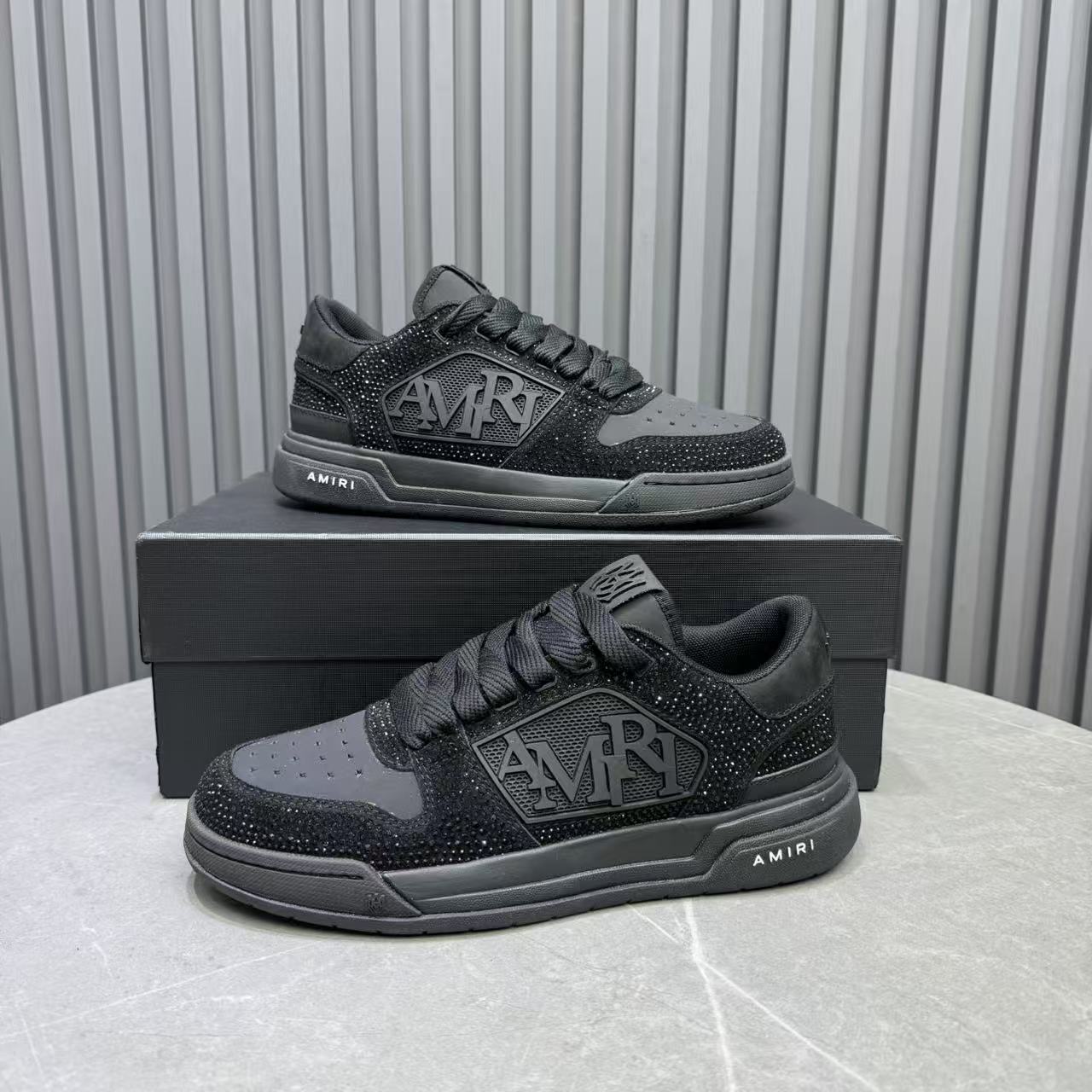 2025 Men Amiri Black Leather Sneakers MJ00360