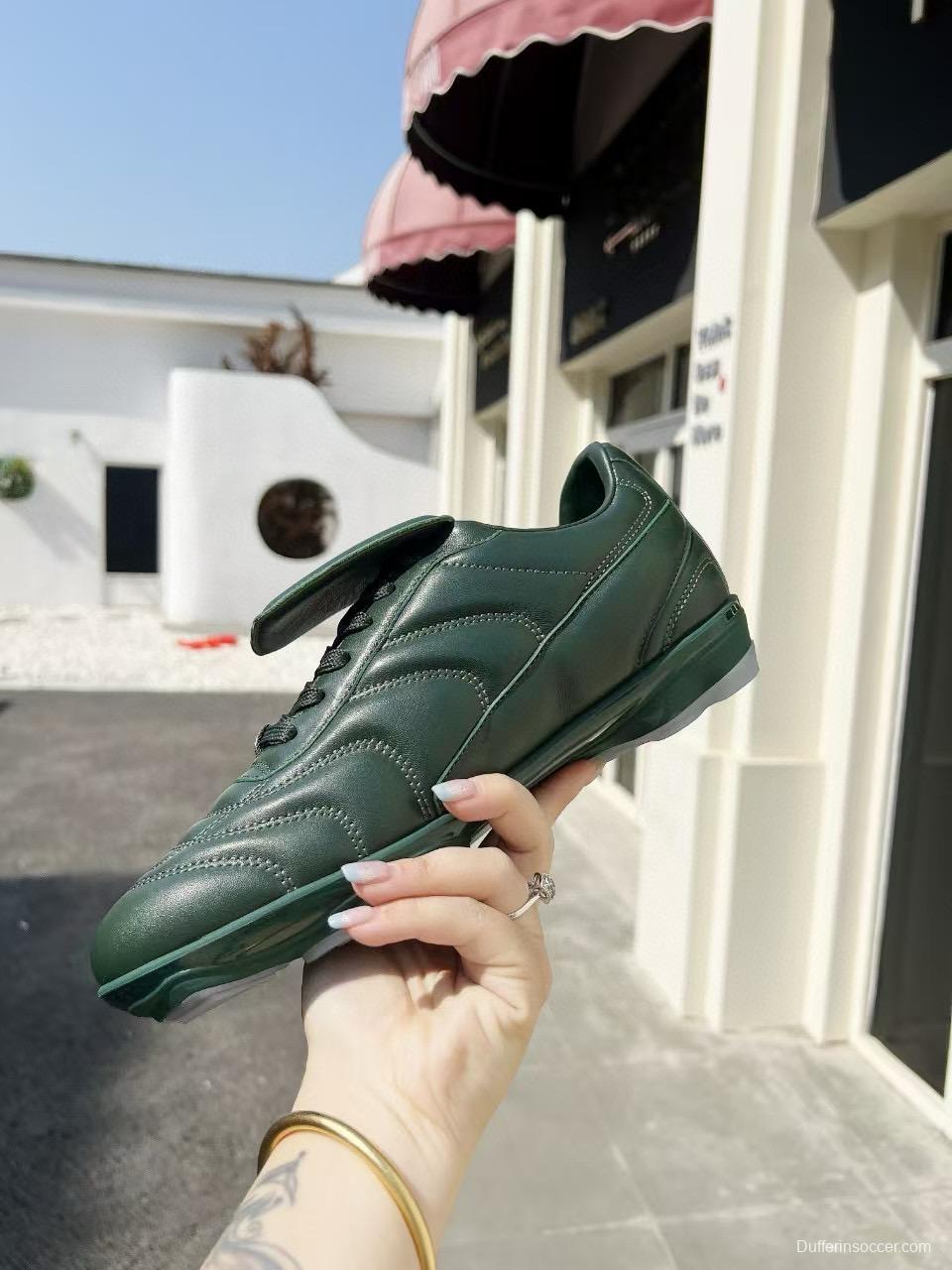 2025 Unisex Louis Vuitton Green Leather Sneakers MJ00380
