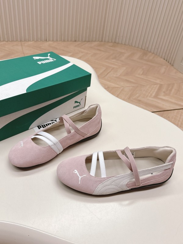 2025 Women PUMA Light Pink Suede Ballet Shoes