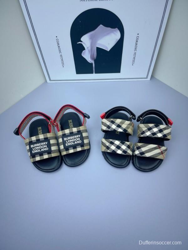 2025 Kids Burberry Beige Black Check Cotton Sandals
