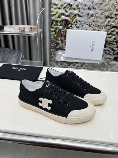 2025 Women Celine Black Canvas Sneakers LY00210