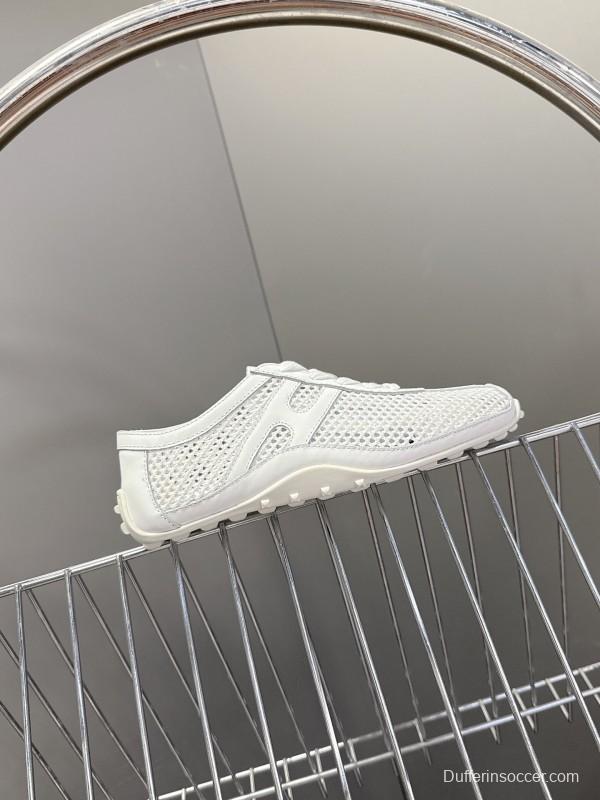 2025 Women Hermès White Leather Mesh Sneakers KFY00250