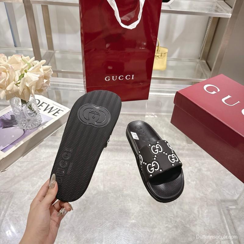 2025 Gucci Black Rubber Slippers