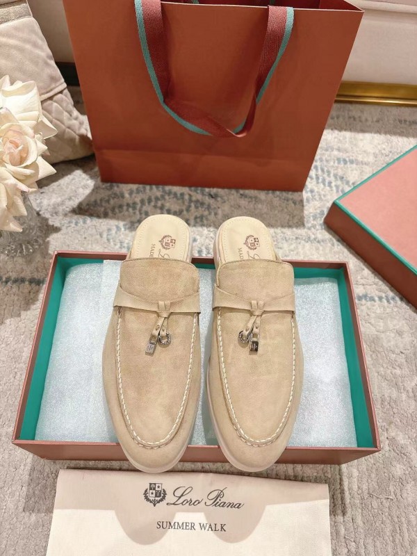 2025 Slippers Loro Piana Beige Suede Slippers