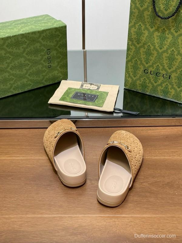 2024 Slippers Gucci Beige Suede Slippers MJ00280