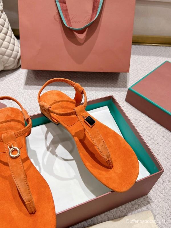 2025 LP Orange Suede Slippers