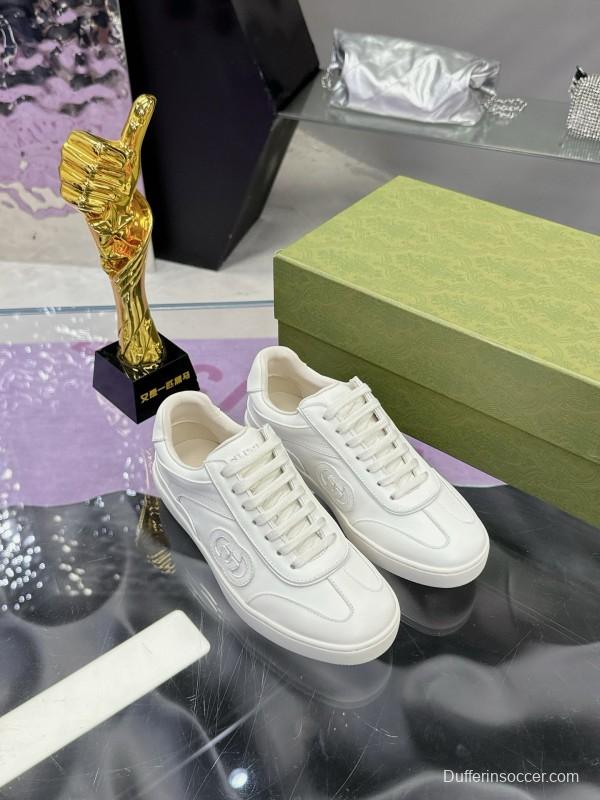 2024 Unisex Gucci White Leather Suede Sneakers MJ00310