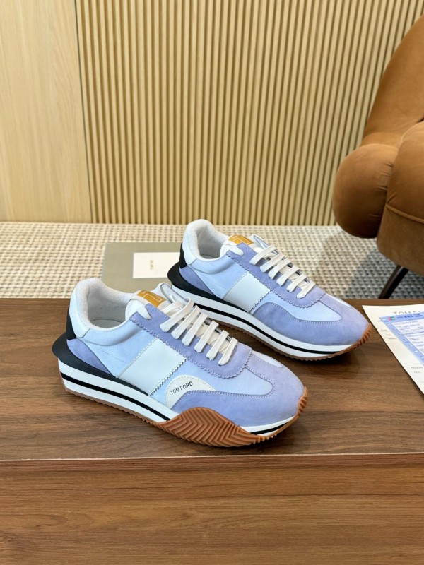 2025 Unisex TOM FORD Blue White Black Leather Suede Sneakers LY00360(LY00370)
