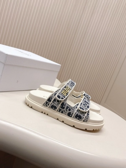 2025 Slippers Dior Blue White Canvas Slippers
