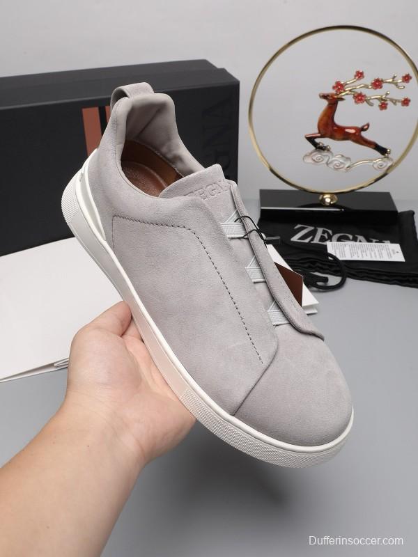 2024 Men Ermenegildo Zegna Grey Suede Sneakers MJ00240