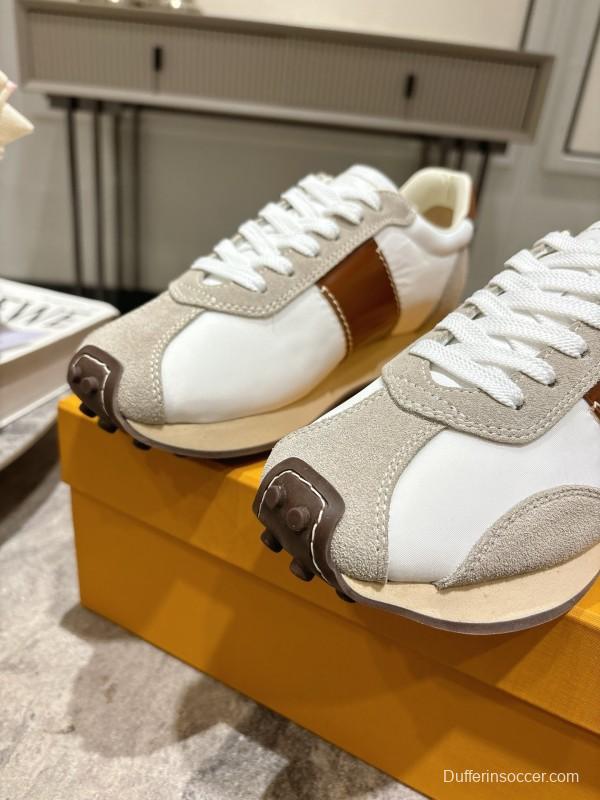 2025 Women TOD'S White Brown Beige Leather Suede Sneakers