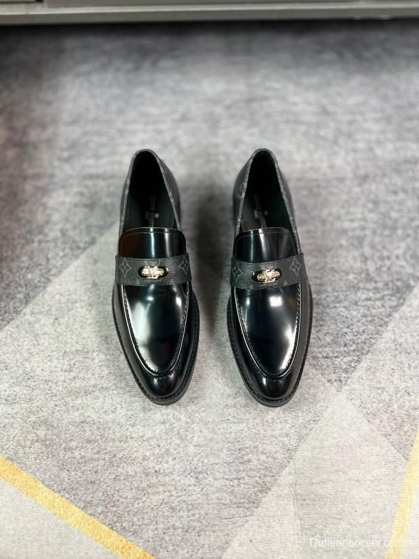 2024 Men Louis Vuitton Black Leather Formal Shoes MJ00290
