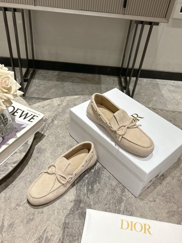2025 Women Dior Beige Suede Loafers