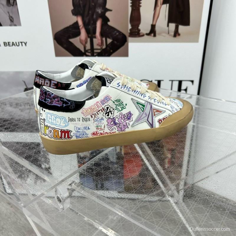 2025 Women GGDB White Multi Leather Sneakers