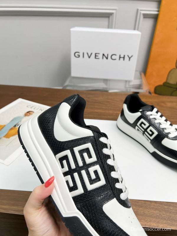 2024 Unisex Givenchy Black White Leather Sneakers